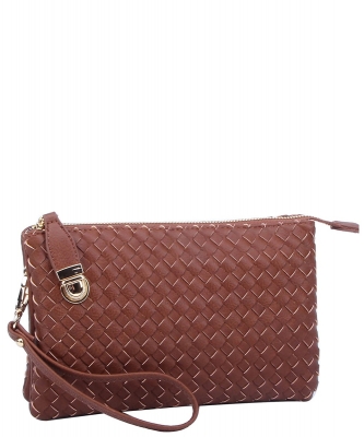 Fashion Woven Clutch Crossbody Bag WU112 COFFEE